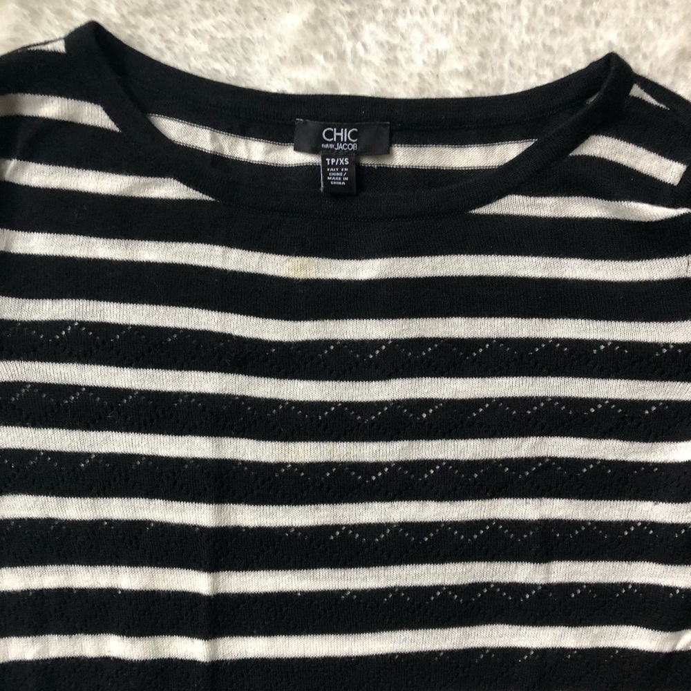 Chic Jacob Striped Knit Long Sleeve Top XS - Picture 3 of 6